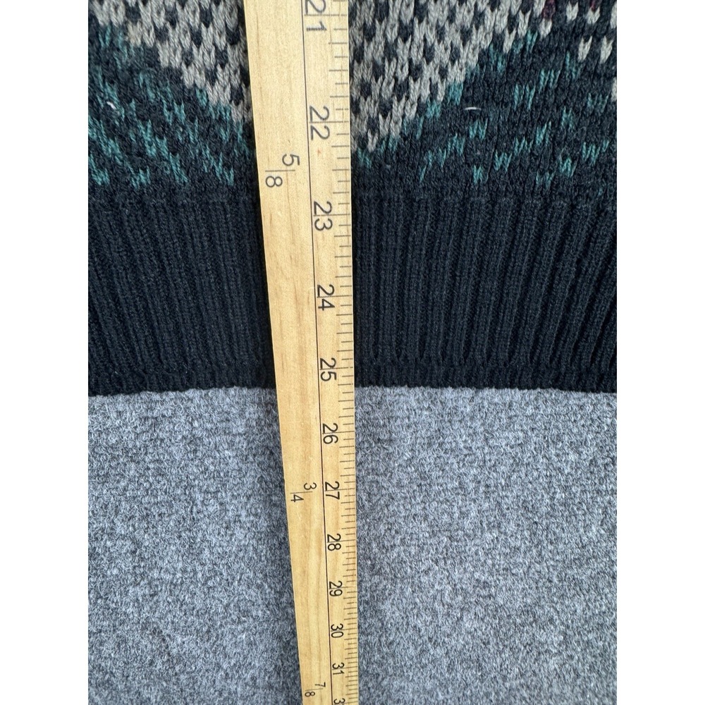 Vintage 90s Impact Leather Patch Geometric Multi-Color Sweater Grandpa Men's L - Picture 5 of 6